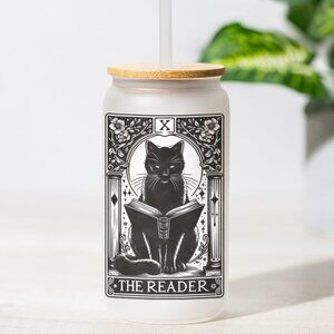 The Reader, Cat Tarot Card, Cat Reader Tumbler, Witchy Tarot Mug, for Cat Lovers